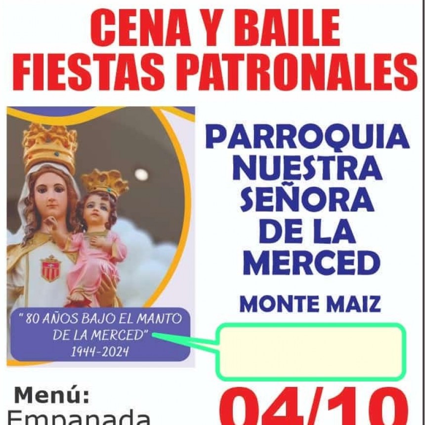 ESTE VIERNES 4 DE OCTUBRE ES LA CENA DE LA PARROQUIA