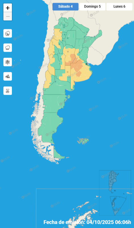 ALERTA METEOROLÓGICO PARA EL SUDESTE CORDOBÉS