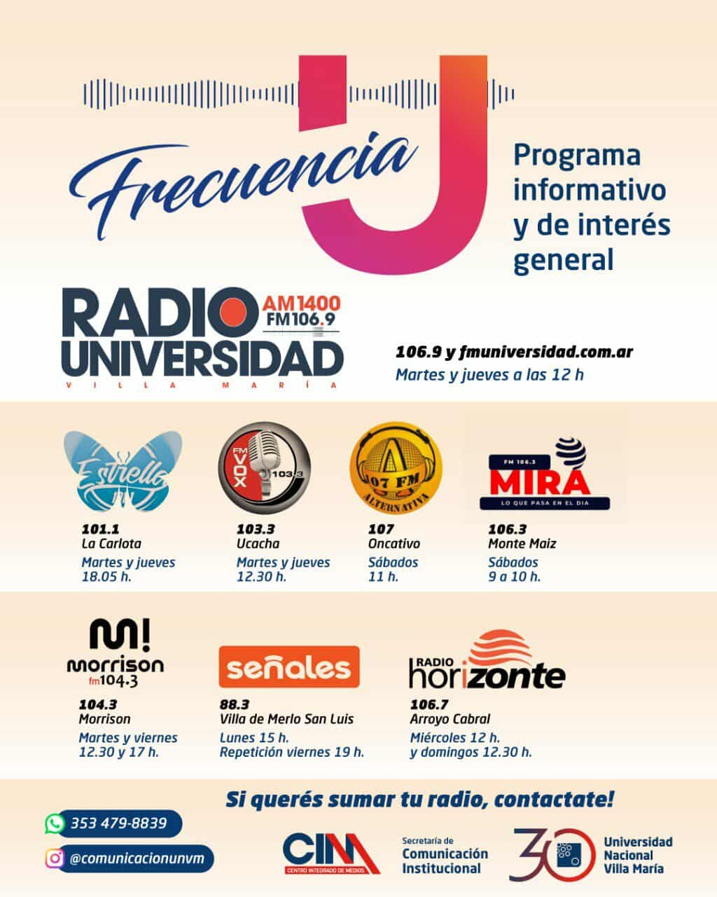 AHORA EMITIMOS FRECUENCIA U POR MIRA FM 106.3