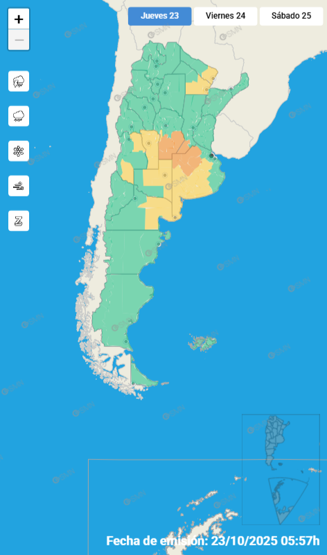 ALERTA METEOROLÓGICO PARA EL SUDESTE CORDOBÉS