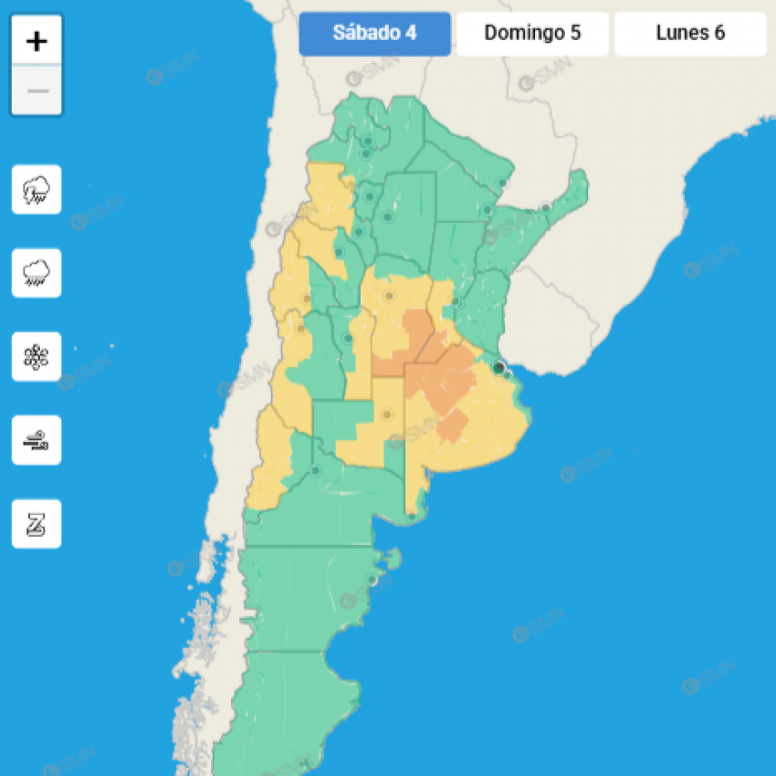 ALERTA METEOROLÓGICO PARA EL SUDESTE CORDOBÉS