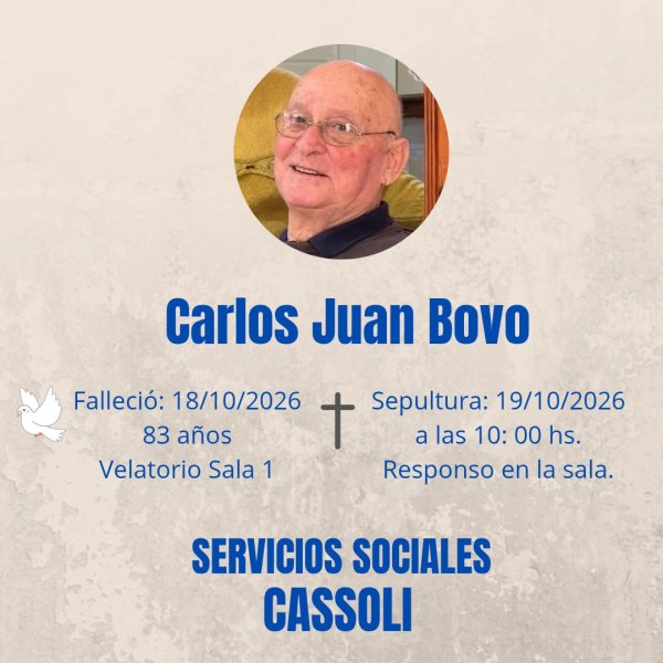FALLECI&Oacute; EL SR CARLOS JUAN BOVO