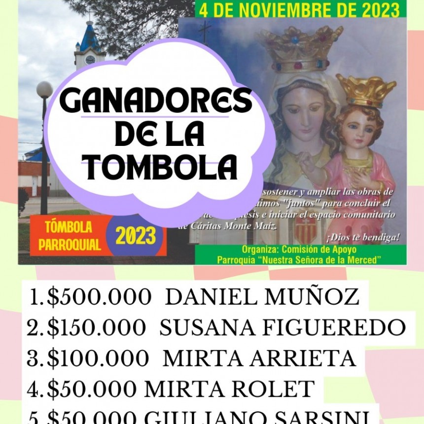 LOS GANADORES DE LA TÓMBOLA PARROQUIAL