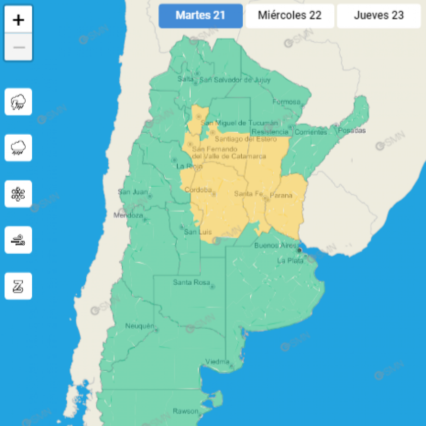 ALERTA METEOROLÓGICO PARA EL SUDESTE CORDOBÉS