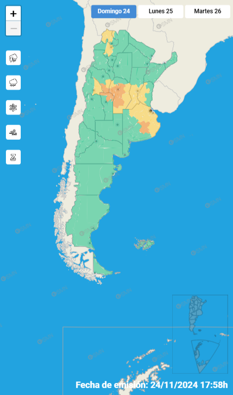 ALERTA METEOROLÓGICO PARA EL SUDESTE CORDOBÉS