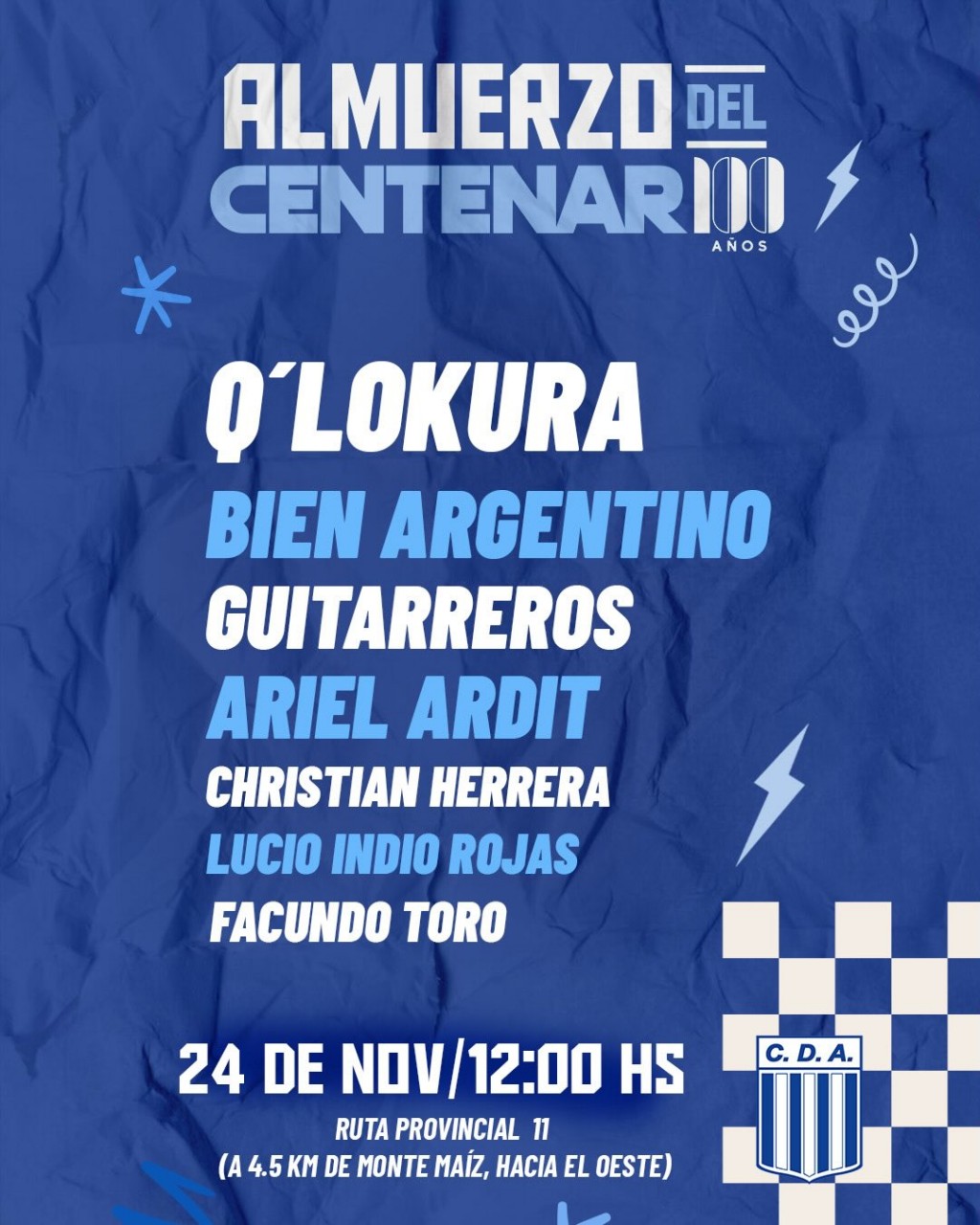 EL ALMUERZO DEL CENTENARIO DE ARGENTINO CAMBIA DE LUGAR