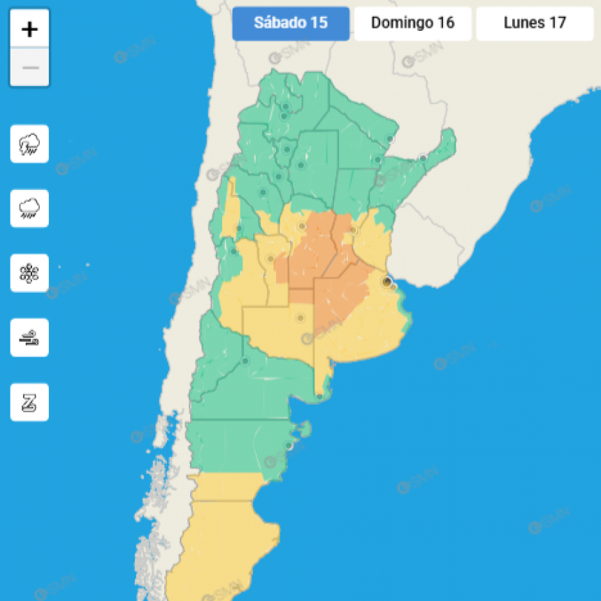 ALERTASMETEOROLÓGICAS PARA EL SUDESTE CORDOBÉS