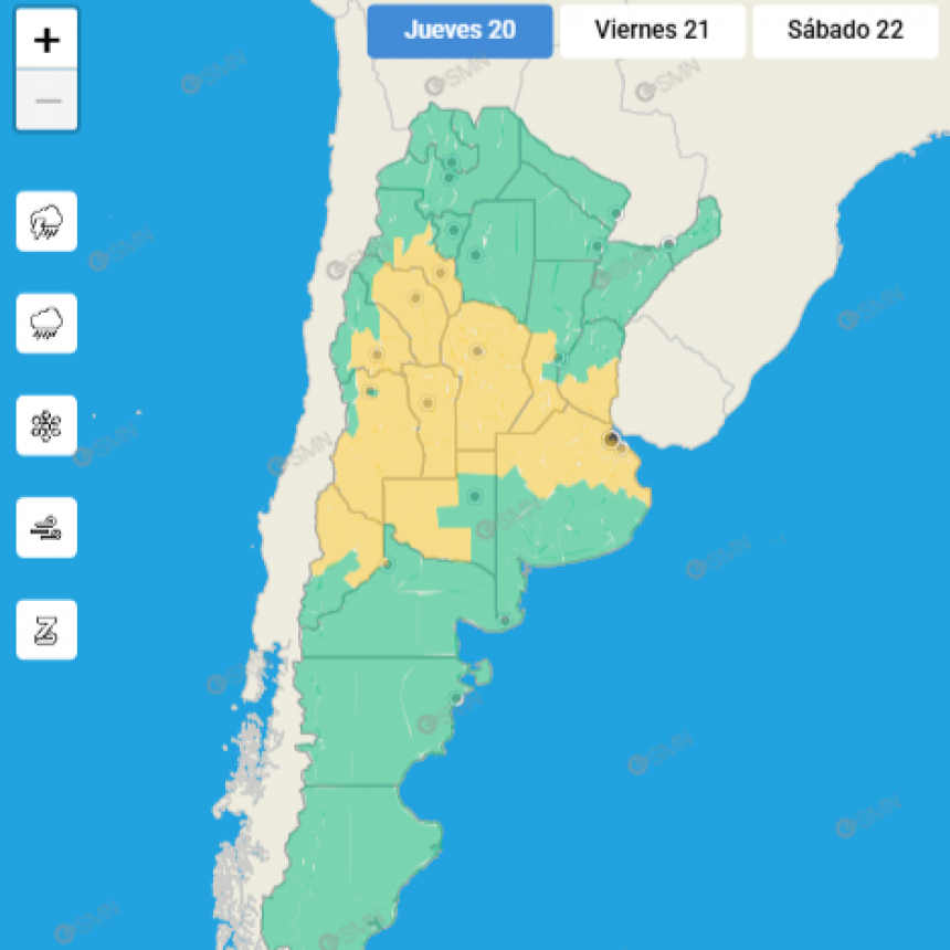 ALERTA POR TORMENTAS FUERTES PARA EL SUDESTE CORDOBÉS