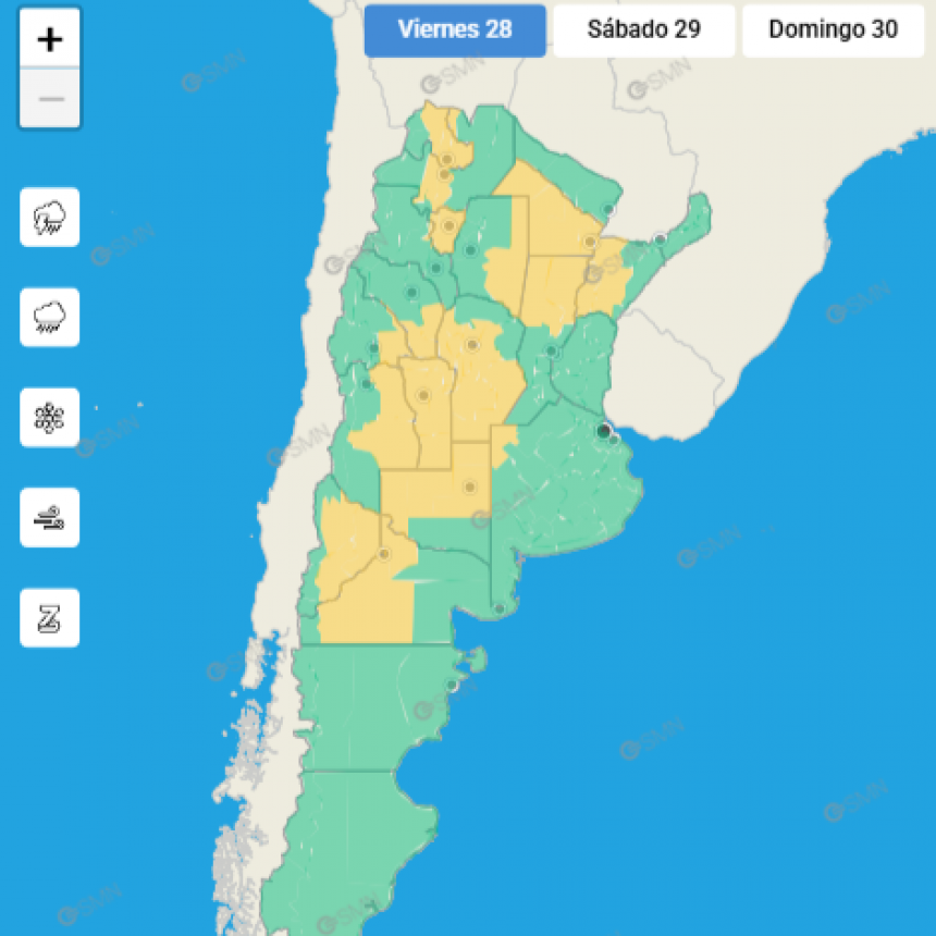 ALERTA METEOROLÓGICO PARA EL SUDESTE CORDOBÉS