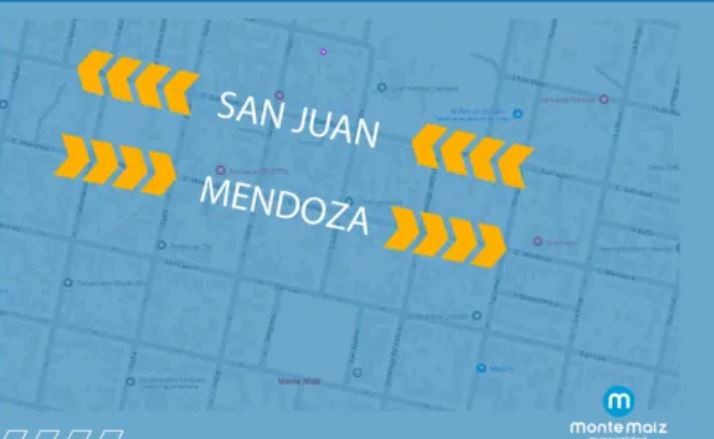 SENTIDO ÚNICO DE CIRCULACIÓN DE CALLES MENDOZA Y SAN JUAN